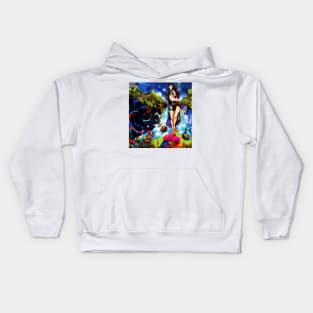 Digital Psychedelic Woman Figure Art. Kids Hoodie